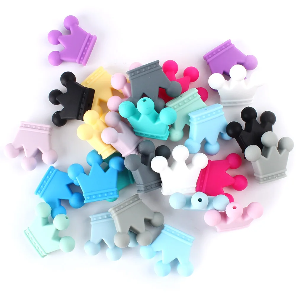 Crown Silicone Beads Baby Pacifier Clips 2Pcs DIY Teething Necklace Toys Baby Silicone Teethers Accessories Clip Nipple Clasps