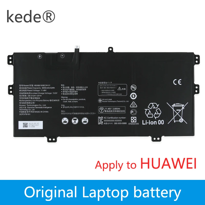 Kede аккумулятор для ноутбука HUAWEI HB30B1W8ECW-31 11,46 V 42Wh 3665mAh