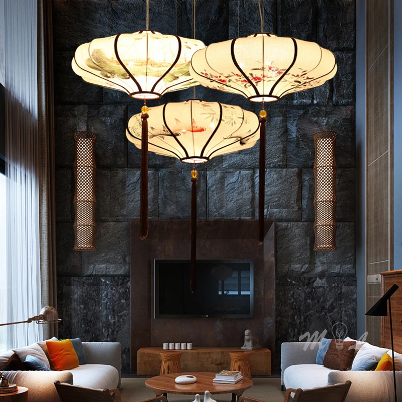 Ручная роспись в китайском стиле подвесной светильник s цветочный для комнаты