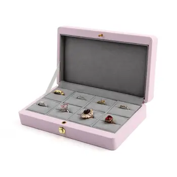 

PU 8 Slots Ring Storage Display Box with Lid Ring Holder Showcase Organizer N58F