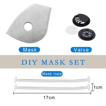 

Mask Material DIY Self-Made Face Mask Material Set - With Valve Elastic Band Cotton PM2.5 Black mouth Mask dust mask Activated c