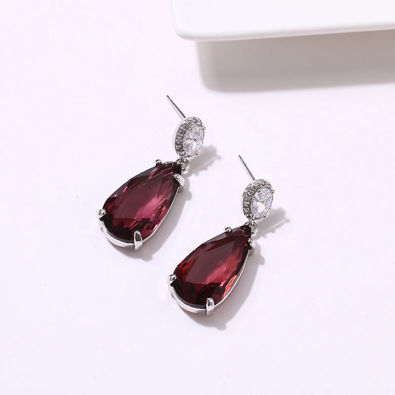 Yhpup модный бренд Bling AAA кубический цирконий висячие серьги капли воды Кристалл роскошные свадебные украшения массивные серьги S925
