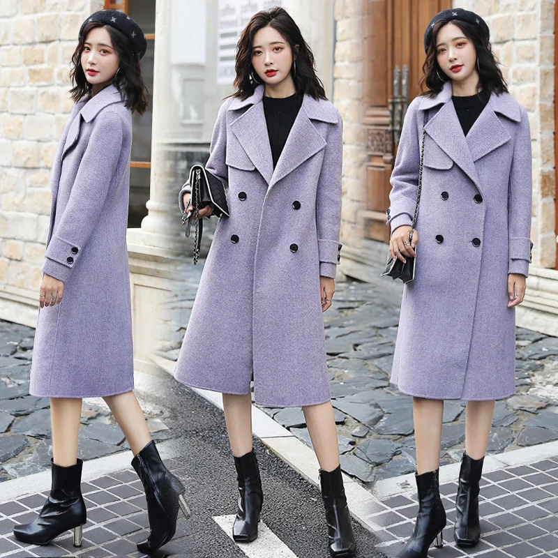 

Fashion Woolen Jacket WOMEN'S Dress 2019 Autumn And Winter New Style Korean-style Simple Elegant Mid-length Woolen Overcoat Vers