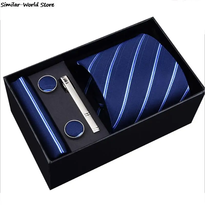mouchoir de poche et boutons de manchette en Coffret cadeau Un ensemble de cravate pince à cravate 
