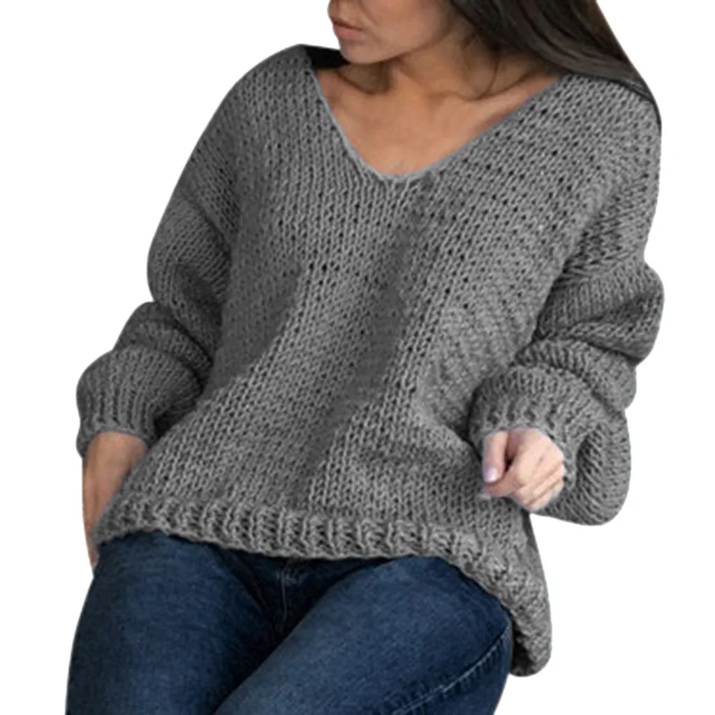 Sweater Women 2019 Autumn Winter Clothes Pullover Sweater Women's Casual Solid Full Sleeve V-Neck Knitted Jumper Tops Sweater Sweater Women 2019 Autumn Winter Clothes Pullover Sweater Women's Casual Solid Full Sleeve V-Neck Knitted Jumper Tops Sweater