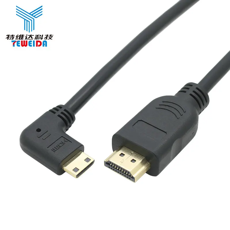TEWEIDA 90 градусов мини HDMI кабель HD 1 4 SLR плоский панельный видеокарта ноутбук