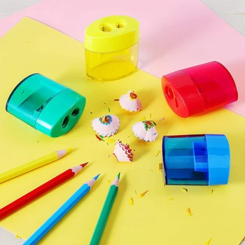 

12Pcs Pencil Sharpener Assorted Color Small Dual Hole Pencil Sharpeners for Kid