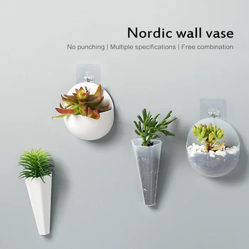 

Nordic Wall Vase Mounted Silicone Vase Seamless Paste Creative Flower Pots Flower Container