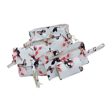 

New Style Fashion Hot Women Large Handbag Messenger Composite Satchel Shoulder Crossbody Bag Tote Purse Lot Four-Piece Set White