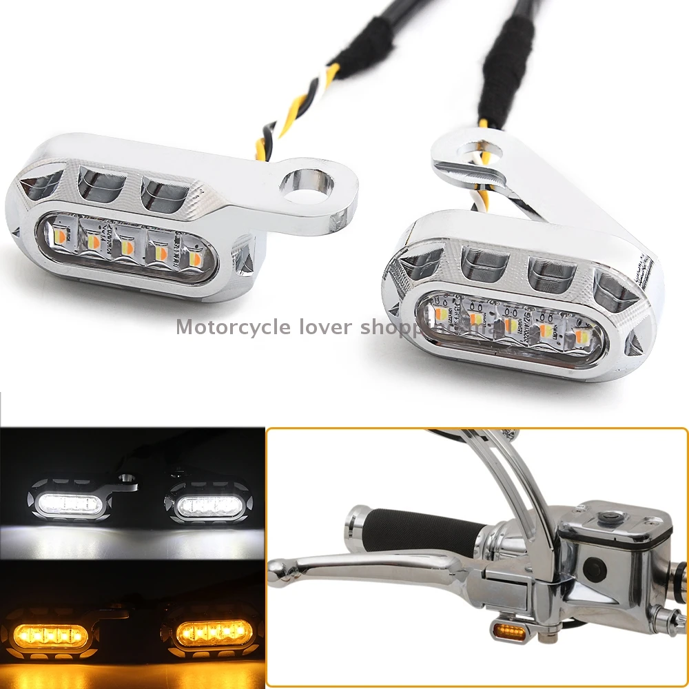 12V Chrome Motorcycle Mini LED Turn Signal Indicator Light For Harley