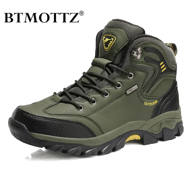 US $13.52 Winter Ankle Boots Men Leather Casual Shoes Outdoor Camping Waterproof Work Tooling Mens Boots Snea