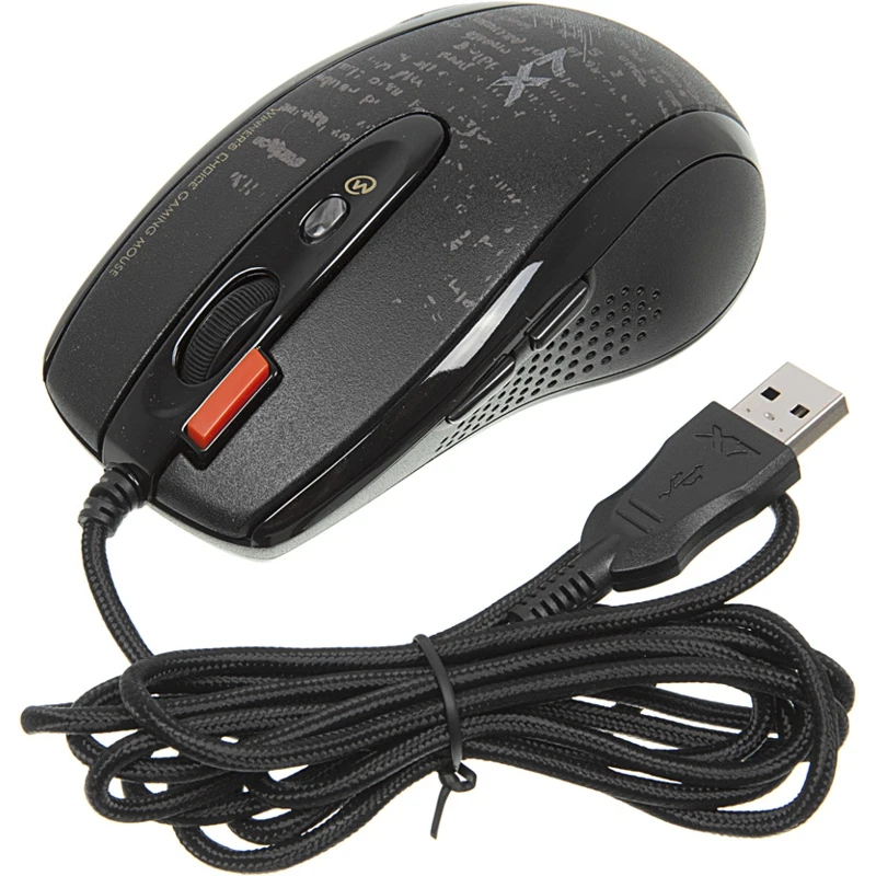 Мышь A4 V-Track F5 черный/рисунок лазерная(3000dpi) USB игровая(6but