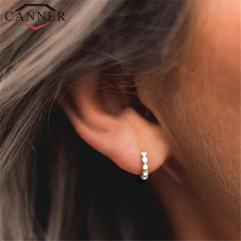 6mm/8mm 925 Sterling Silver Circle Zircon CZ Hoop Earrings for Women Gold/Rose gold/Silver Small Round Earrings Fashion Jewelry