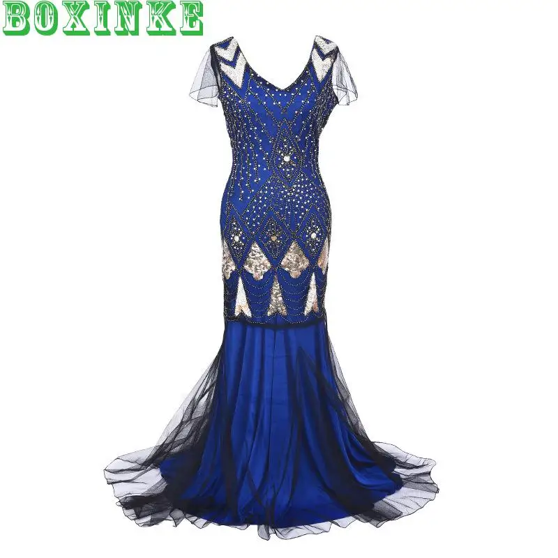 Vestido, Longo размер, Платье De Festa, Европа и Америка, новинка весны, женское платье с блестками, для банкета, темперамент, роскошное, длинное, сексуальное