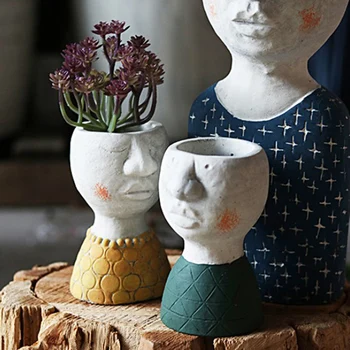 

Vintage Art Flower Pot Portrait Sculpture Flower Vase Resin Artistic Plant Pot Flower Vase Decoration Garden Decoration Supplies