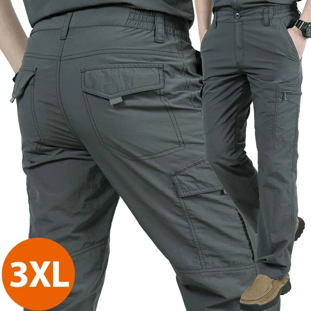 Men's Thin Pants Cargo Work Army Breathable Waterproof Quick Dry Men Pants Casual Summer Trousers Military Style Tactical Pants - Цвет: 3XL