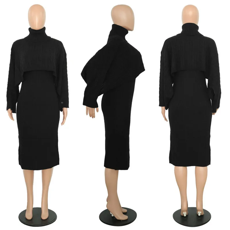 ANJAMANOR, сексуальное платье-свитер, комплект из 2 предметов, женские осенние зимние наряды, костюм для отдыха, одежда для ночного клуба, комплекты D52-BC31