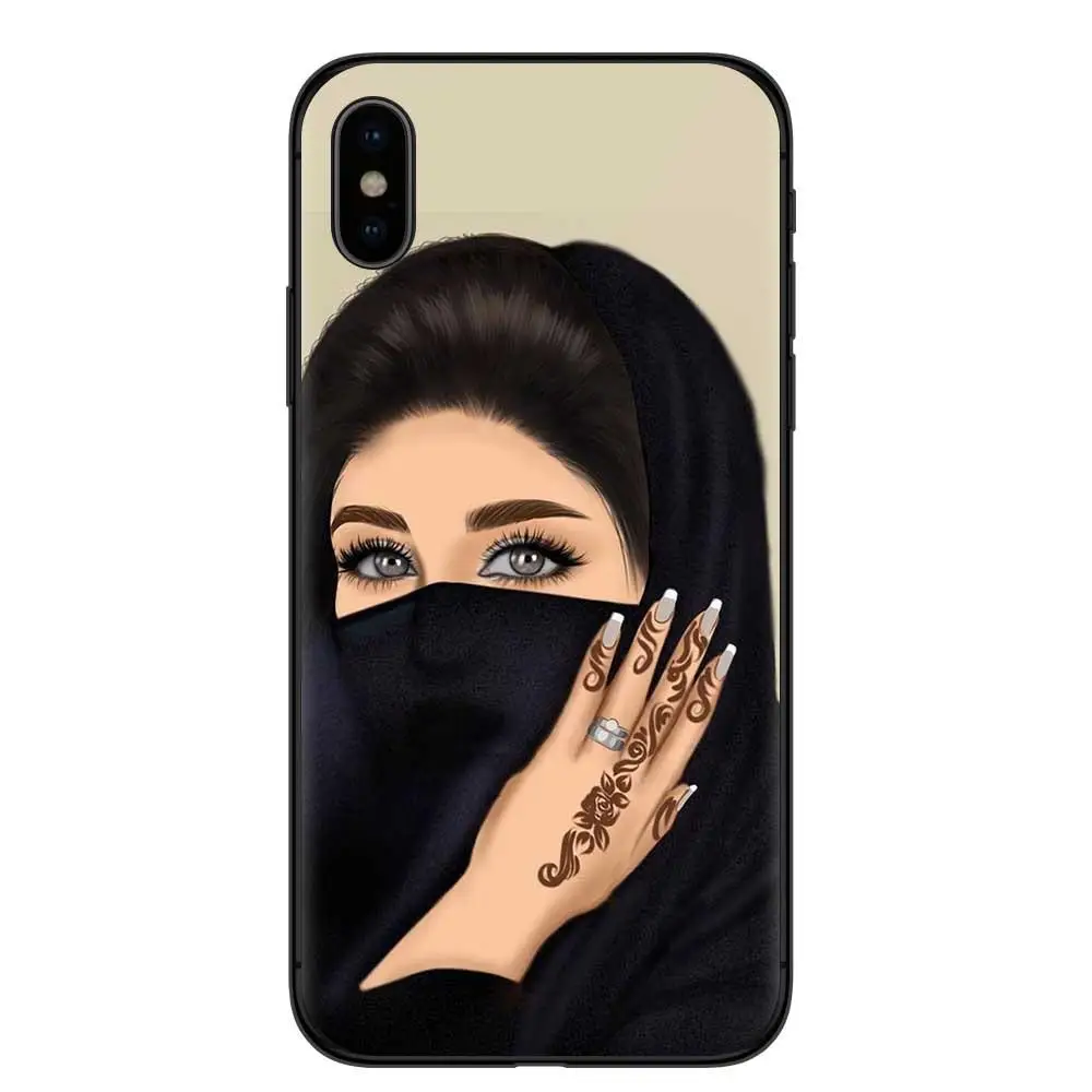 Силиконовый чехол для телефона для iPhone 11por XR XS 7 8 6S 5S для исламских девушек черная серия TPU силиконовый чехол для телефона - Цвет: B 8