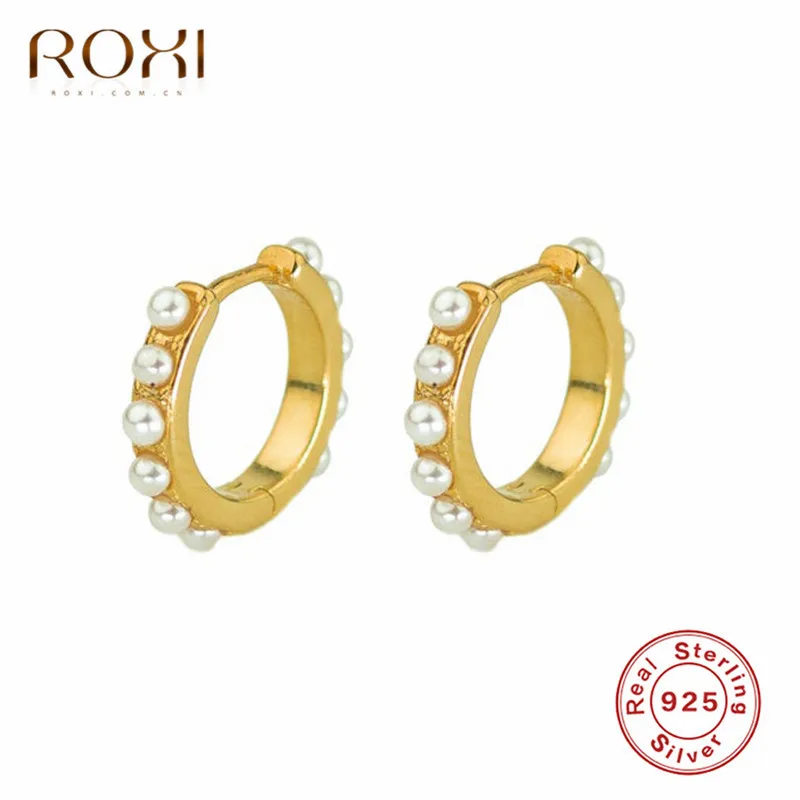ROXI 925 пробы серебряные свадебные жемчужные серьги ювелирные изделия однорядные серьги-гвоздики из пресноводного жемчуга для женщин Brincos подарки на Рождество