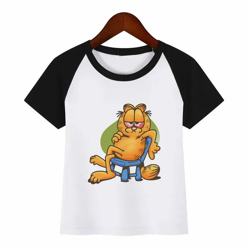 Футболка с принтом «Гарфилд» «сделай сам»; забавная одежда; детская летняя футболка; модная детская одежда; футболка; детская футболка с рисунком - Цвет: D281A