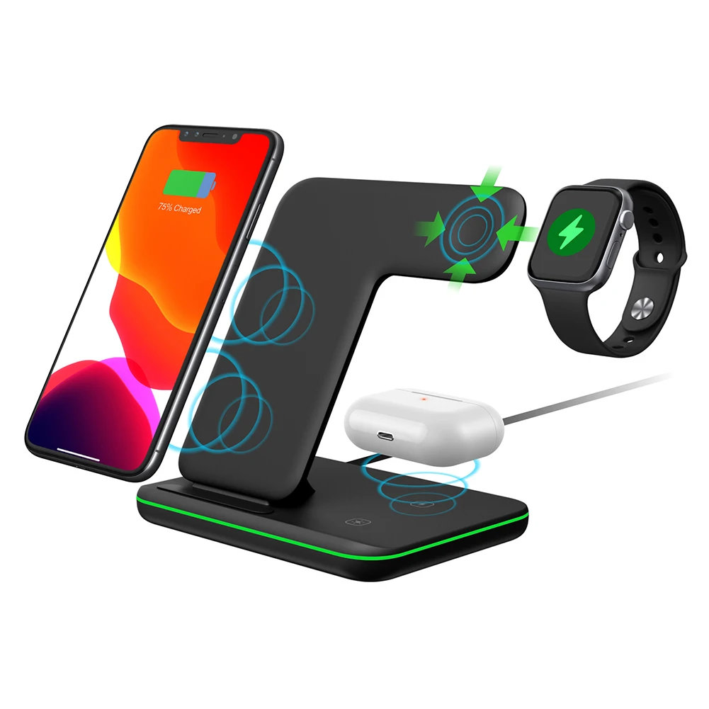 Беспроводная зарядная док станция Qi для Apple Watch 5 4 3 2 TWS 15 Вт Держатель быстрой