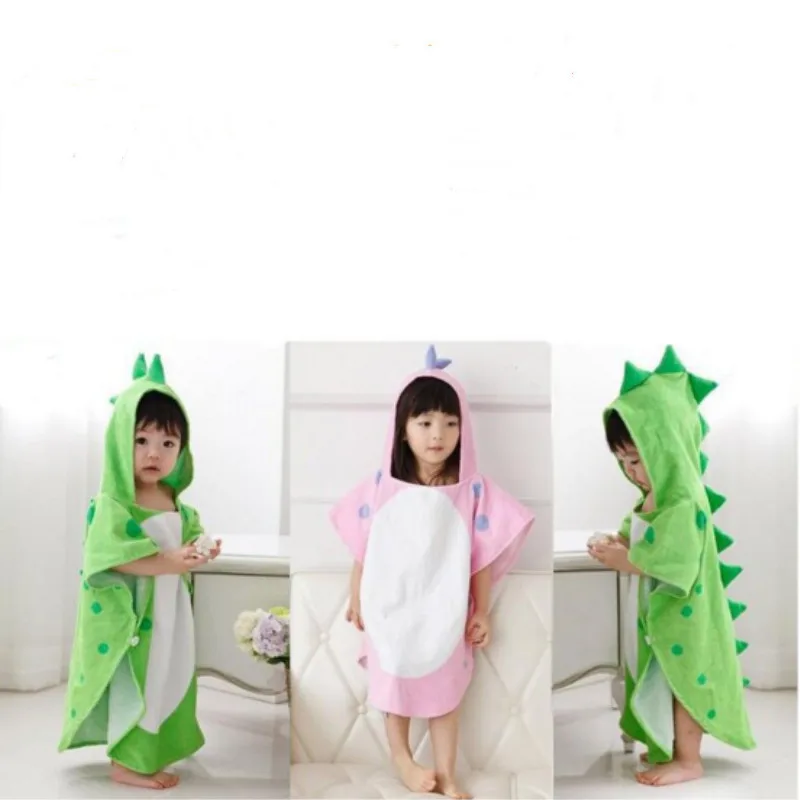 infant baby cotton absorbent breathable children cartoon bathrobe dinosaur bath towel with cap T812