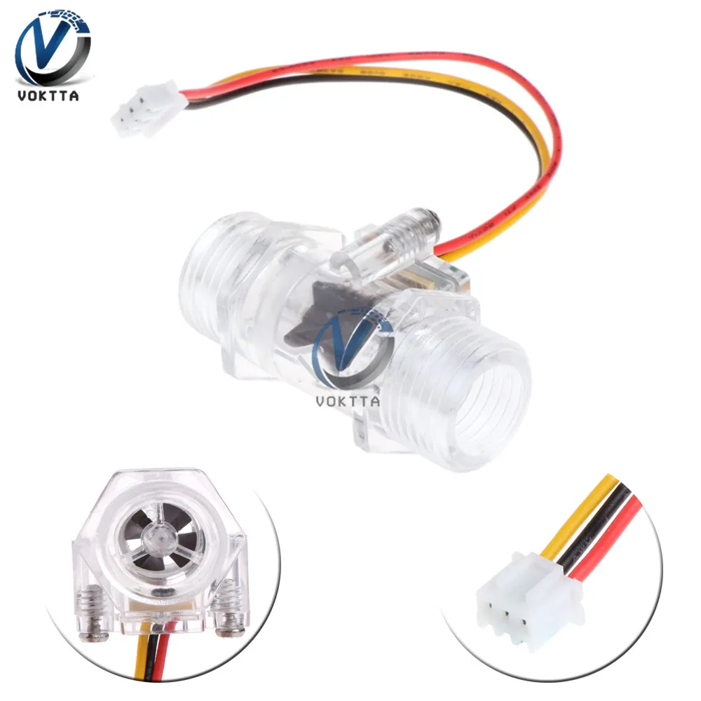 Прозрачный датчик расхода воды DC 12 В DN15 5 в G1/2 &quot измеритель Холла для измерения