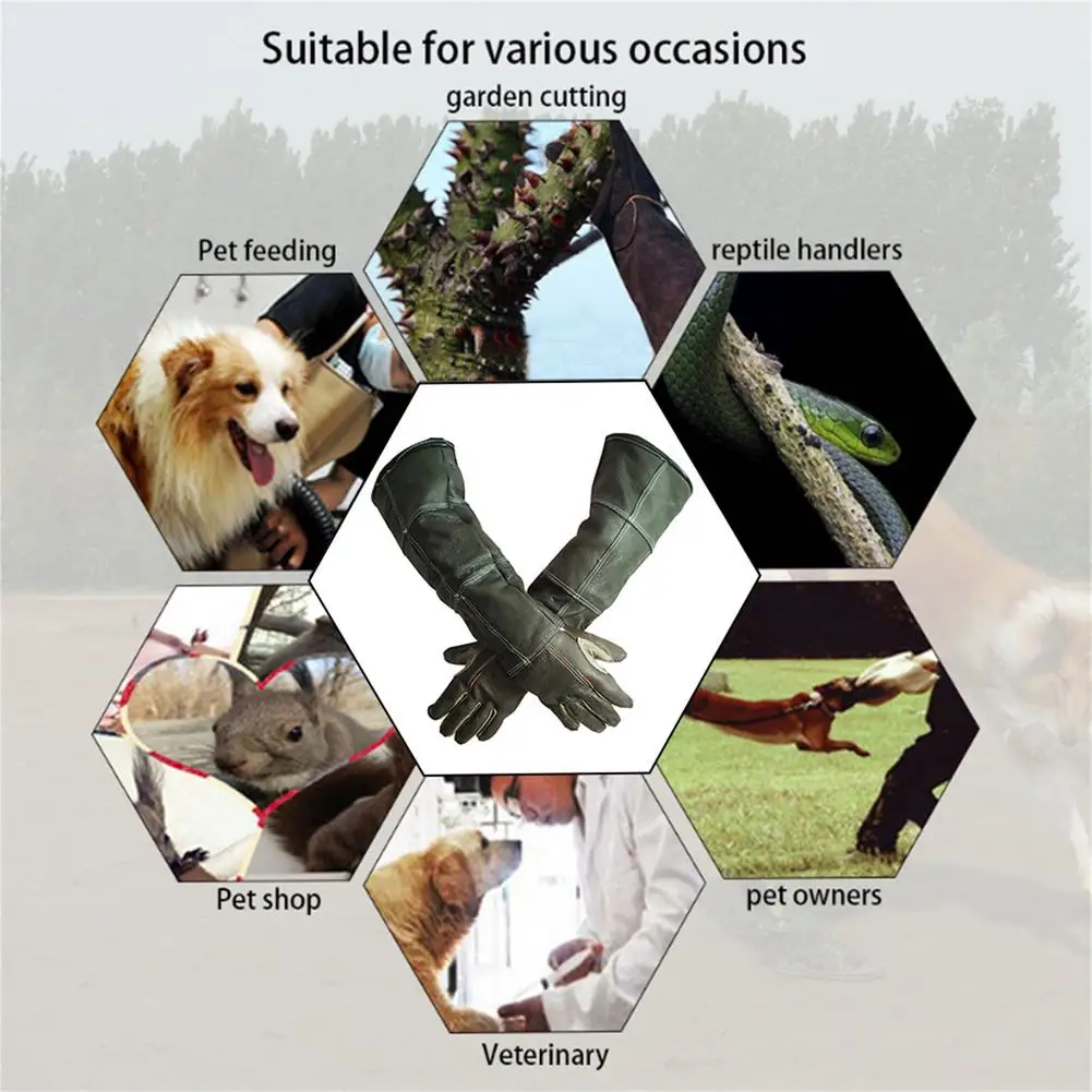 1 Pair Pet Gloves Handling Gloves Strengthened Leather Anti Bite Protective For Cat Dog And Gardening Work