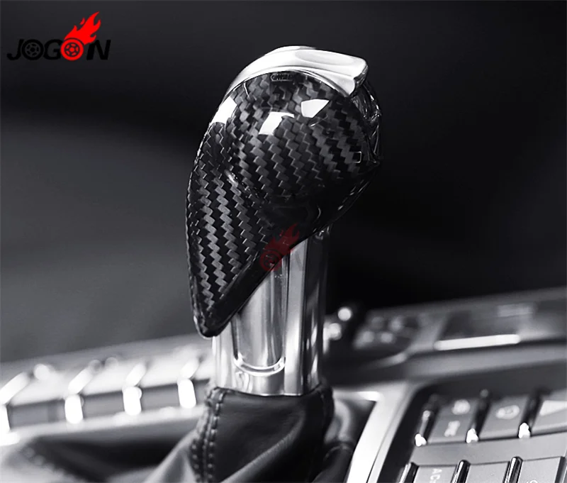 Carbon Fiber Car Accessories AT Interior Gear Shift Knob Head Cover Trim For Porsche Macan S GTS- Panamera 2010