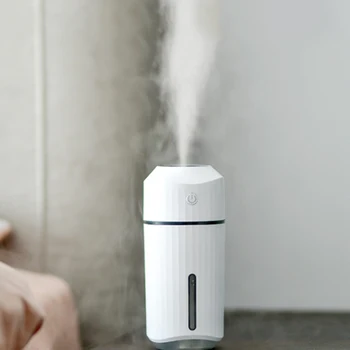 

USB Car Home Office Stripe Humidifier with LED Light Cold Fog Adjustable Brightness Fog Mode Humidifier (White)