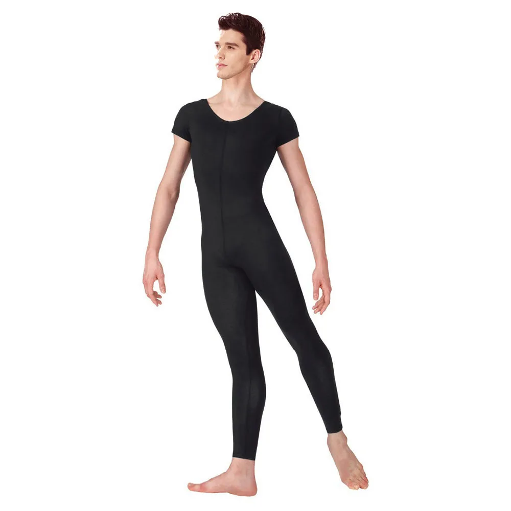 

Mens black Short Sleeve One Piece Lycra Ballet Unitard Full Body Dance Costumes Bodysuit Tight Jumpsuit Unitards