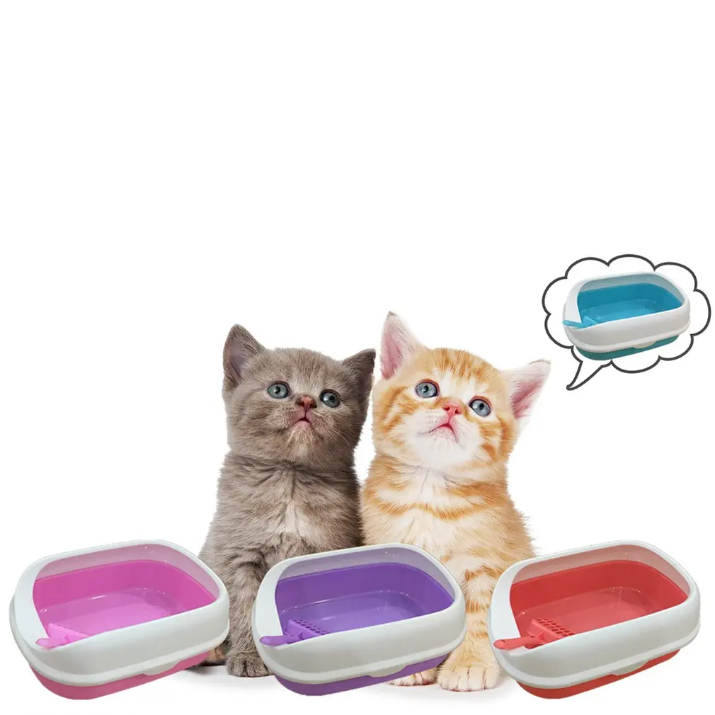 Портативная чистая коробка для кошачьего туалета, Обучающие постельные принадлежности с открытым верхом, кошачий песчаный наполнитель, коробка для кошачьего туалета, тренажер для домашних животных