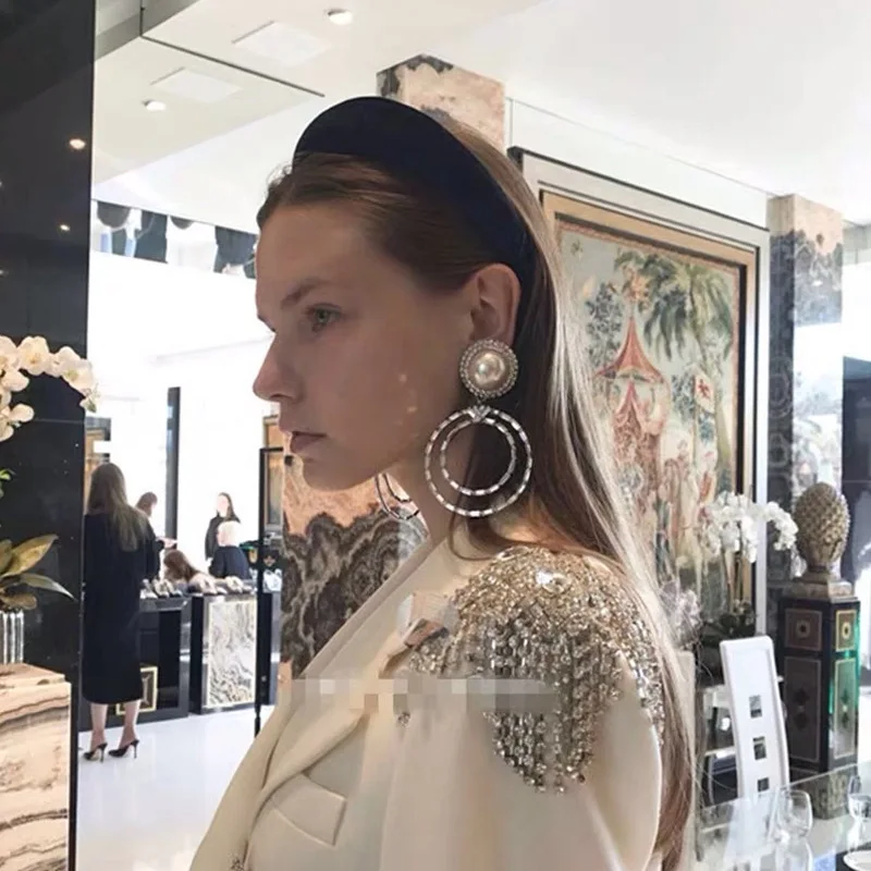Женские Крупные круглые серьги-подвески Boutique блестящие стразы модные ювелирные