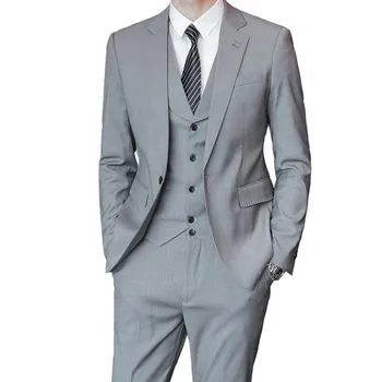 

Men's Business Formal Blazer Groom Wedding Dress 3 Piece Suit Coat Pants Vest Set / Male Large Size Jacket Trousers Waistcoat
