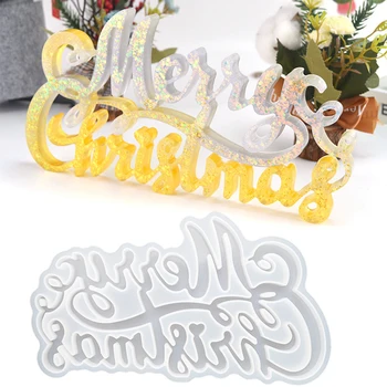 

Christmas Crystal Epoxy Resin Mold DIY Xmas Tree Letter Decorative New Year Party Ornament Maker Silicone Model Art Crafts Tools