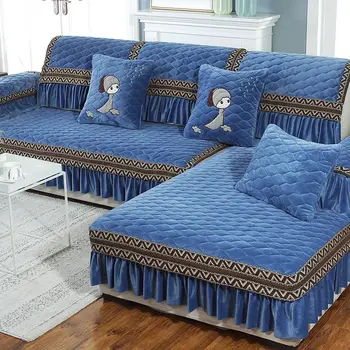 

European-style high-end universal thickened cotton non-slip modern living room winter plush sofa cushion sofa cover