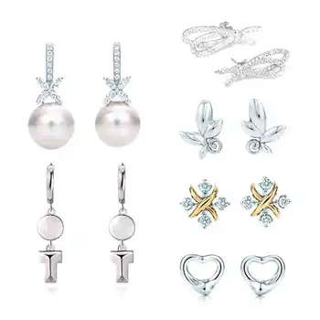 

ED 04 TFB TTFF Original 925 Sterling Silver Earrings Fashion Glamour Woman Earrings Jewelry with Original Logo Luxury Jewelry