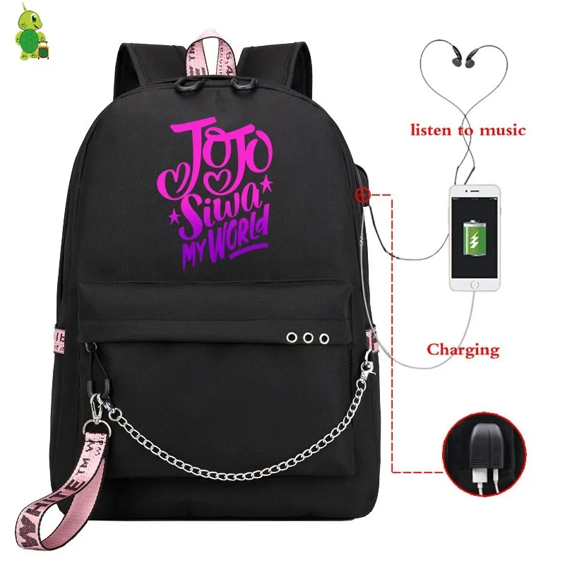 2 Mochila JoJo Siwa рюкзак, школьные сумки для девочек-подростков, женский рюкзак, Usb зарядка, рюкзак для ноутбука, модный рюкзак, дорожные сумки - Цвет: 2