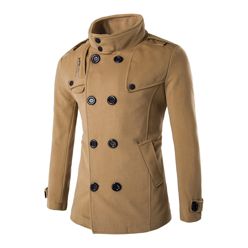 CHAMSGEND, Женское шерстяное пальто с отворотом, модное осенне-зимнее теплое пальто с длинным рукавом и искусственными пуговицами, пальто для девочек, большие размеры 1121 - Цвет: KH