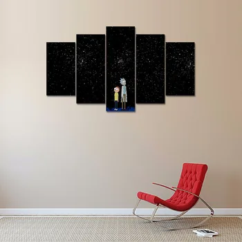 

Canvas Wall Art Pictures Home Decor Framework 5 Pieces Rick And Morty Paintings HD Prints Anime Cartoon Poster obrazy plakat