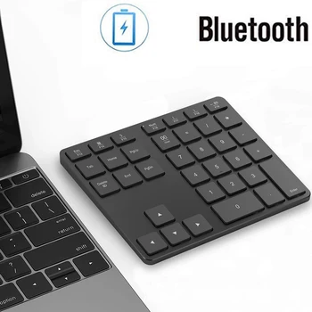 

USB Rechargeable Home Office 35 Keys Wireless Bluetooth For PC Laptop External Silent Numeric Keypad Ultra Slim Aluminum Alloy