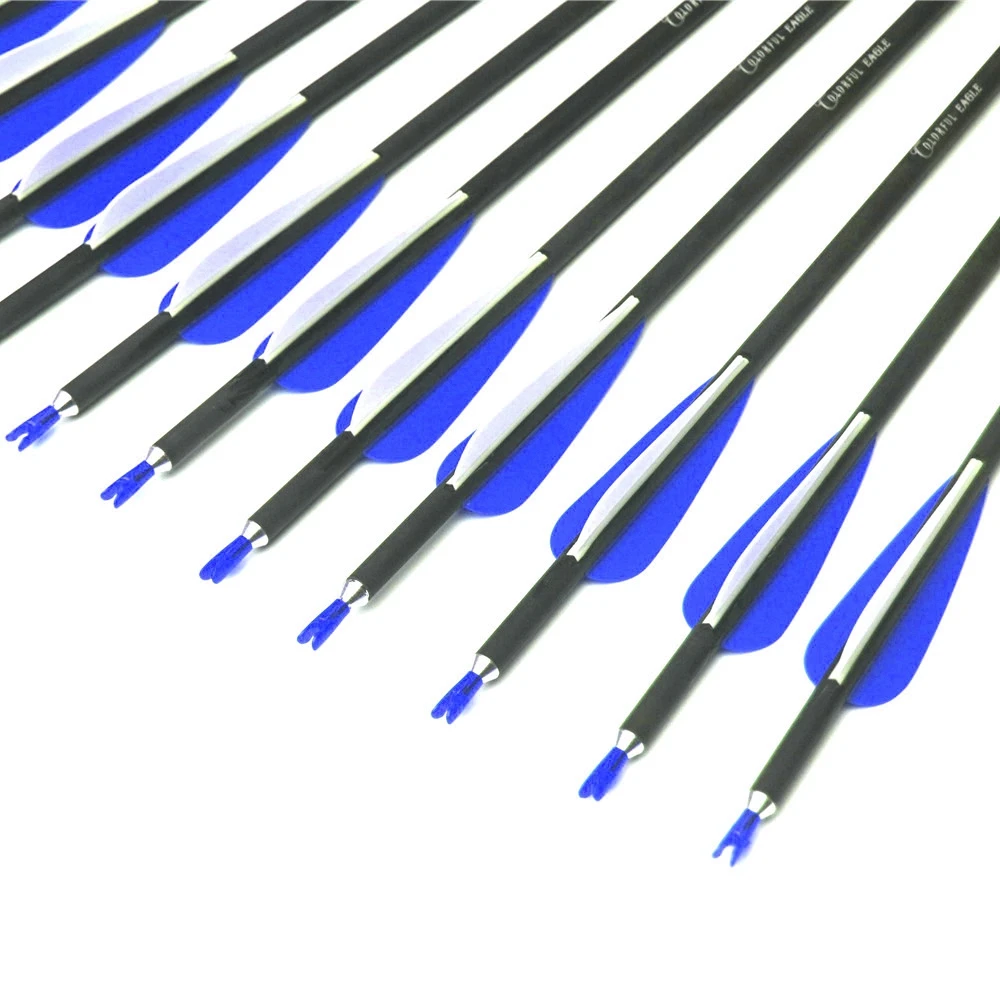 Pure Carbon Arrows 300 400 Spine 28"30"31" Archery Shooting Adjustable Nocks for Compound Bow & Recurve bow arrow Hunting