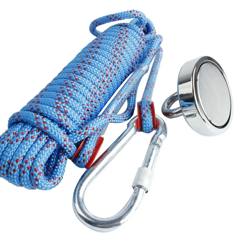 300Kg Powerful Deep Sea Salvage Magnet M16 75Mm Ring Suction Cup Magnet Nac75-304+ Cut Resistant Gloves+ Salvage Rope for Magne