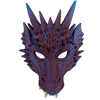 

Dragon Party Halloween Masquerade Horror Props Costume 3D Animal Festival Face Mask Dinosaur PU Foamed Cosplay Durable