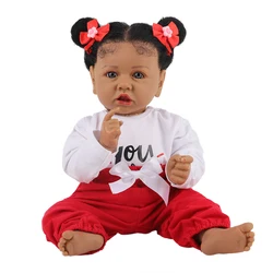 Maywaysky – poupée de 18 pouces en Silicone pour fille noire, nouveau né avec robe rouge, jouet pour enfants 