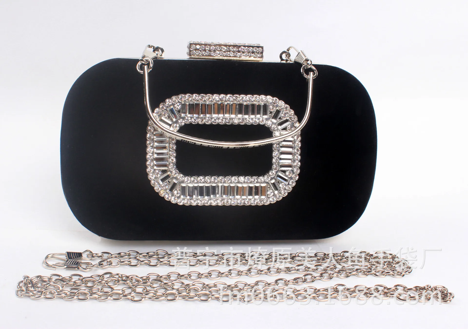 

New Products RV Square Buckle Evening Bag Diamond Velvet Handbag Nobility Bride hun yan bao li fu bao Chain Small WOMEN'S Bag