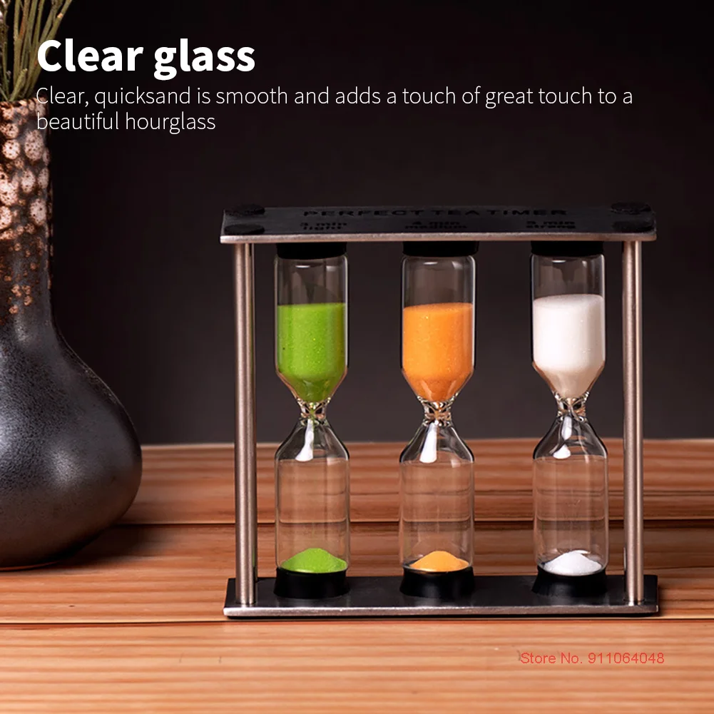 Stainless Steel 3 In 1 Metal Hourglass 3/4/5 Minutes Kids Brushing Timer Desk Accessories Sandglass
