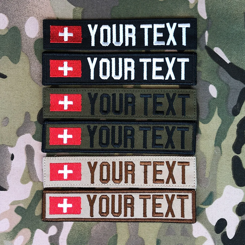 Ricamo Patch Gancio E Anello Multicam, Bandiera Svizzera, Nastro Personalizzato, Verde, Acu, Nero, Tan, Emr, Aor