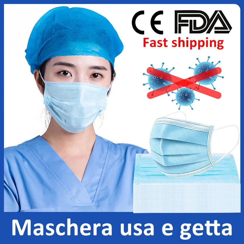 

100PCS Disposable Dustproof Masks PM2.5 Filter AntiHaze Mouth Mask Filter Prevent Mouth Mask Antibacterial Face Mask in stock