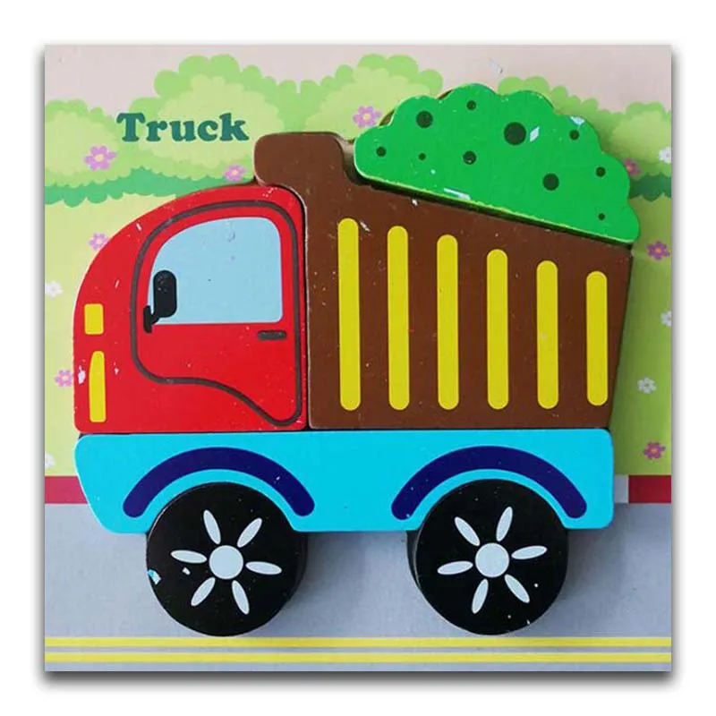 Truck С объемным маленьким деревянный 3D головоломки деревянные игрушки для детей мультфильм животных головоломки разведки детские развивающие - Цвет: Truck